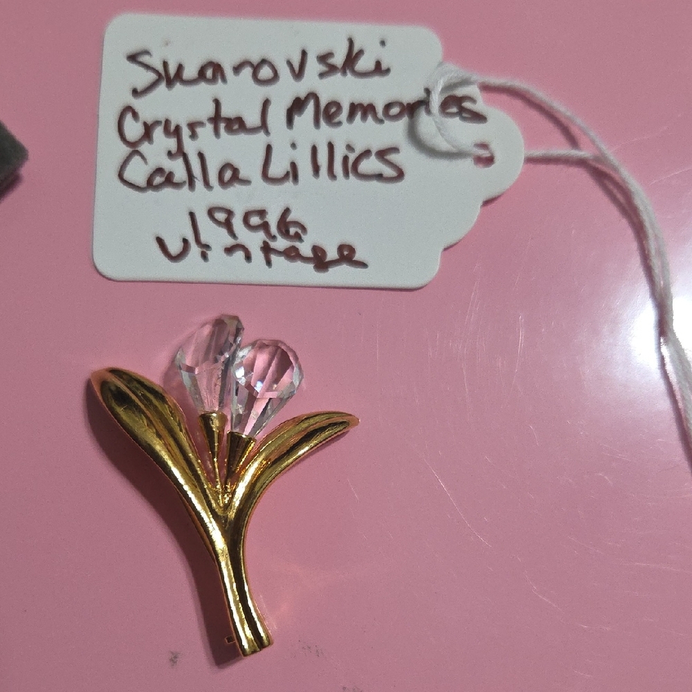Swarovski Gold and Crystal Calla Lilies Brooch